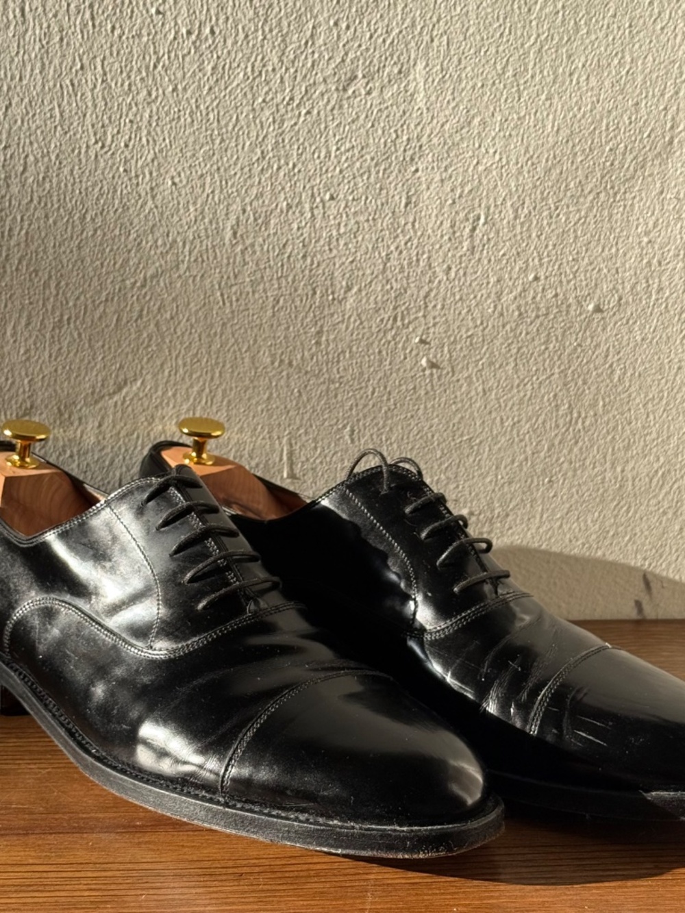 Salvatore Ferragamo Black Patent Leather Cap Toe Oxford Dress Shoes Mens Size 13 - Picture 3 of 9